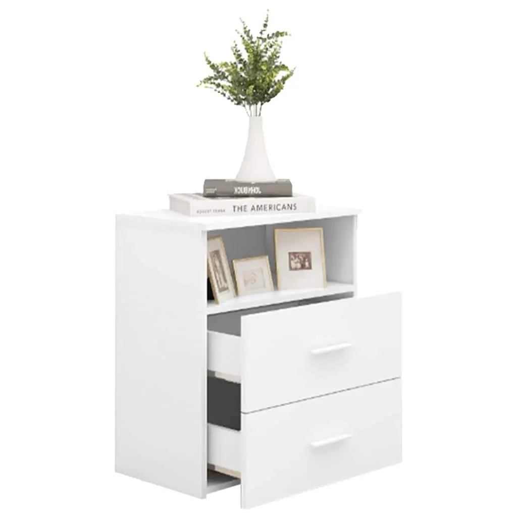 Bedside Tables 2 pcs White Bedroom Nightstand Cabinet Storage Drawers Shelf