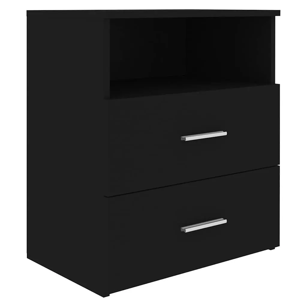 Black Bedside Table Set with Storage Drawers
