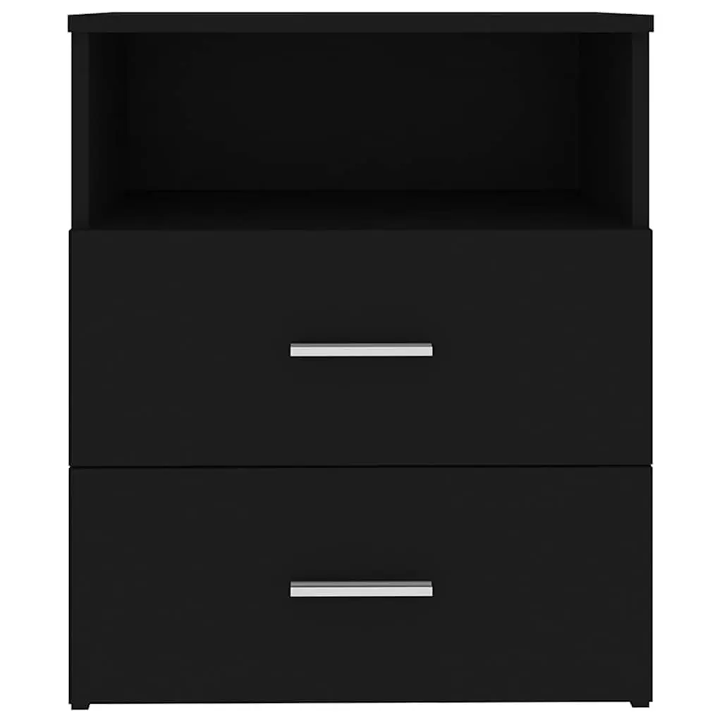 Black Bedside Table Set with Storage Drawers
