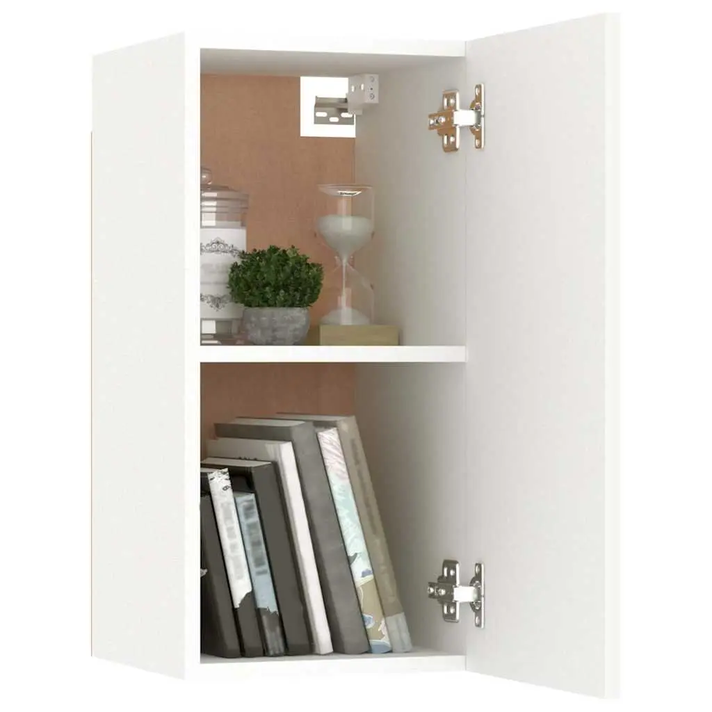 Wall-Mounted TV Cabinet White 2 Shelves Engineered Wood 30.5W x 30H x 60D cm
