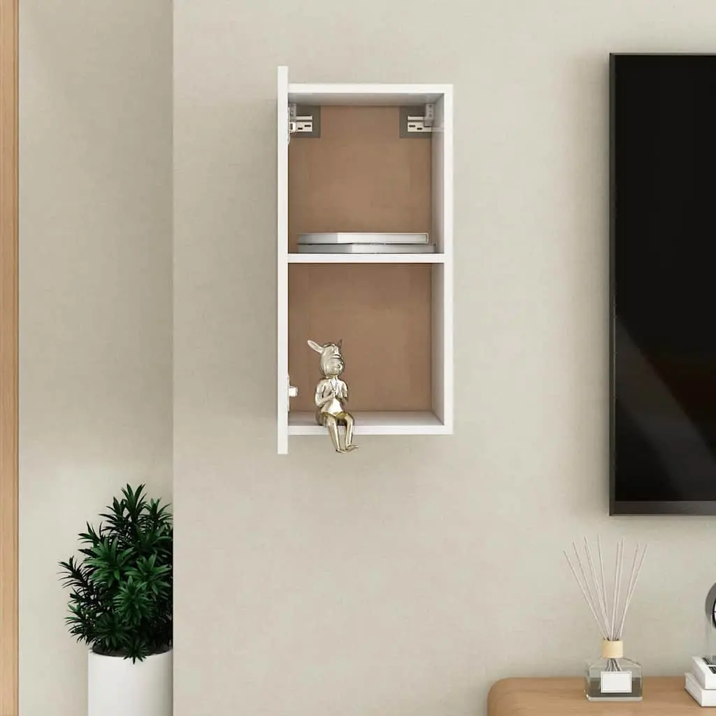 Wall-Mounted TV Cabinet White 2 Shelves Engineered Wood 30.5W x 30H x 60D cm