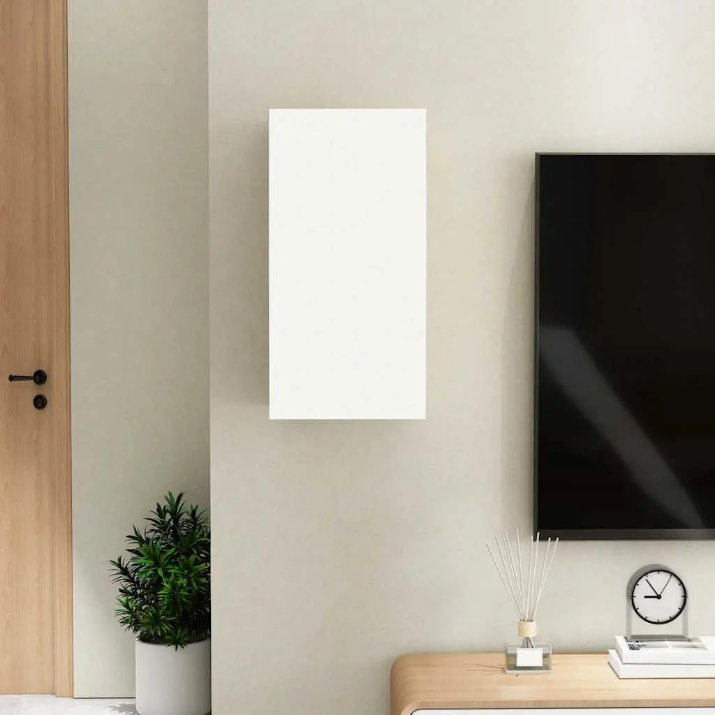 Wall-Mounted TV Cabinet White 2 Shelves Engineered Wood 30.5W x 30H x 60D cm