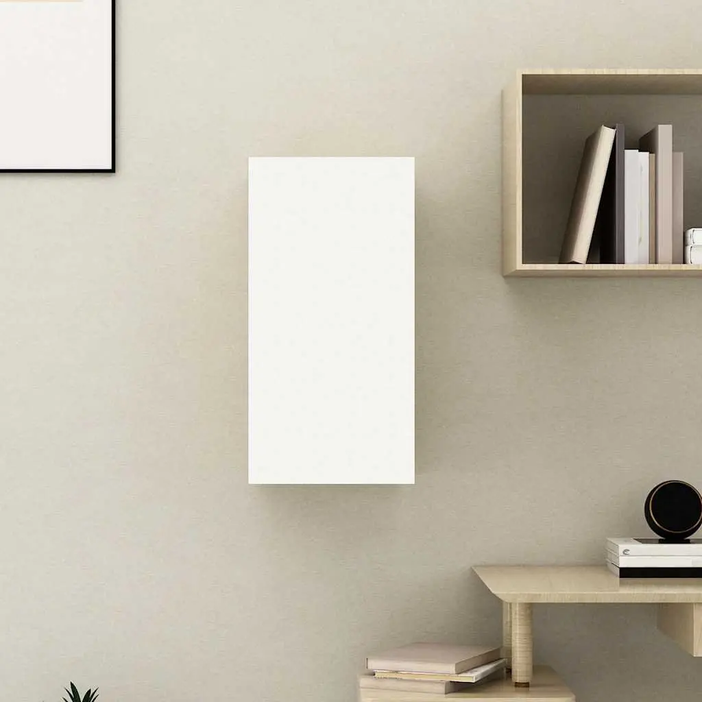 Wall-Mounted TV Cabinet White 2 Shelves Engineered Wood 30.5W x 30H x 60D cm