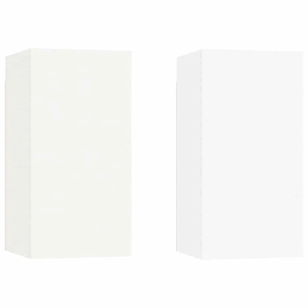 Wall-Mounted TV Cabinet Set White 2 Piece Engineered Wood Storage Shelves
