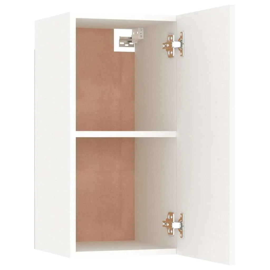 Wall-Mounted TV Cabinet Set White 2 Piece Engineered Wood Storage Shelves