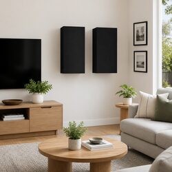 Stylish Wall-Mounted TV Cabinet Set in Black