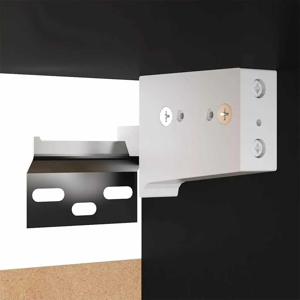Wall-Mounted TV Cabinet Set 2 Pieces Black Engineered Wood Storage Shelves