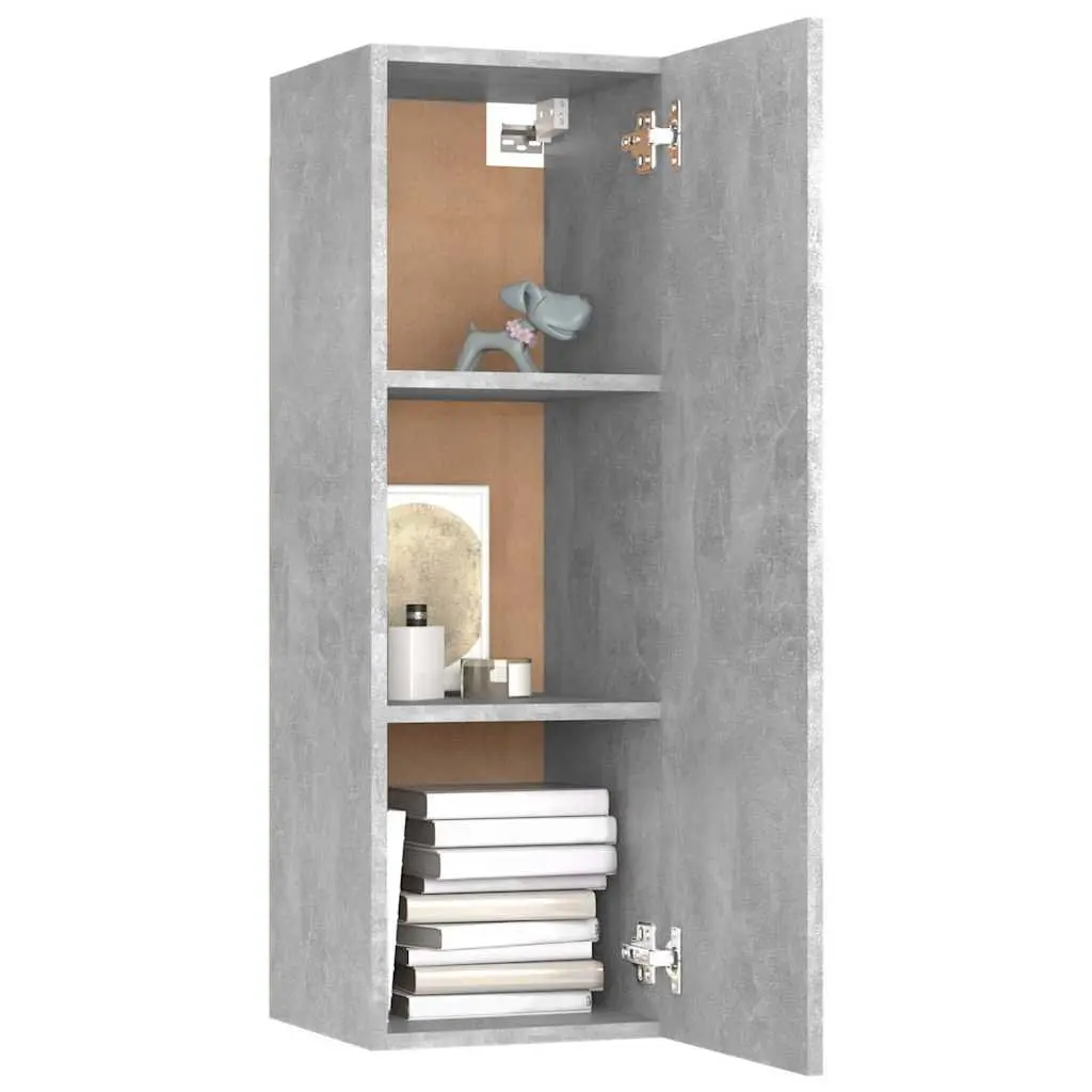 Grey Engineered Wood Wall-Mounted TV Cabinet 30.5x30x90 cm Shelves Storage