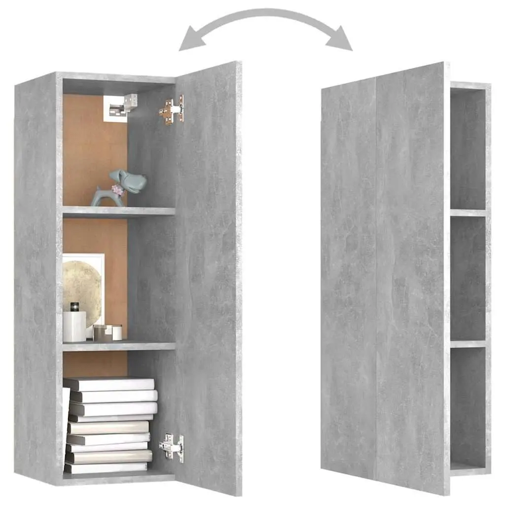 Grey Engineered Wood Wall-Mounted TV Cabinet 30.5x30x90 cm Shelves Storage