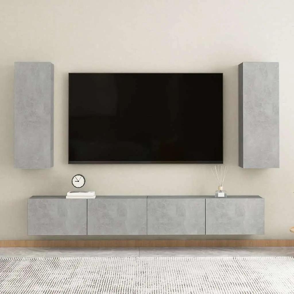 Grey Engineered Wood Wall-Mounted TV Cabinet 30.5x30x90 cm Shelves Storage