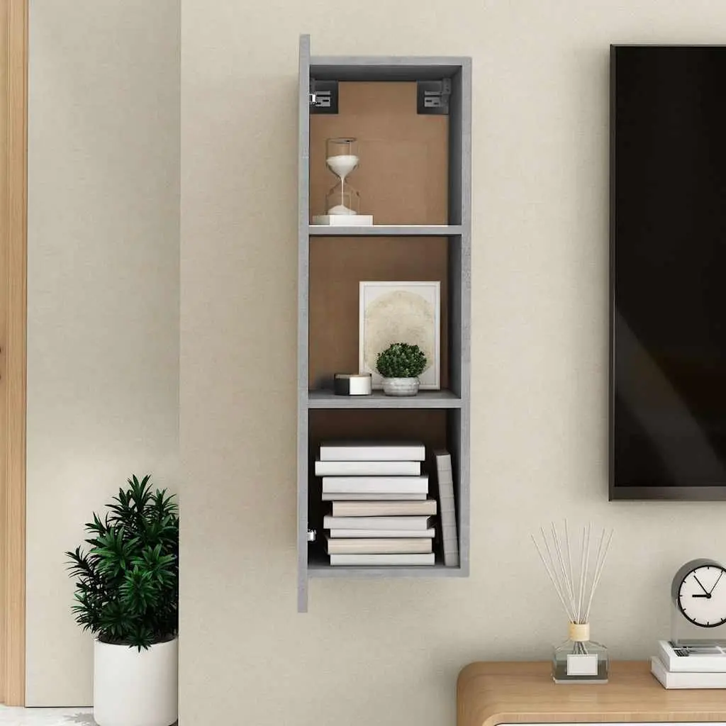 Grey Engineered Wood Wall-Mounted TV Cabinet 30.5x30x90 cm Shelves Storage