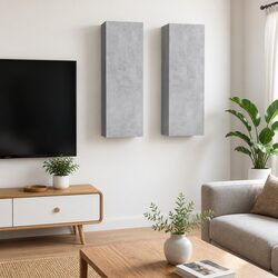 Grey Wall-Mounted TV Cabinet Set for Living Room