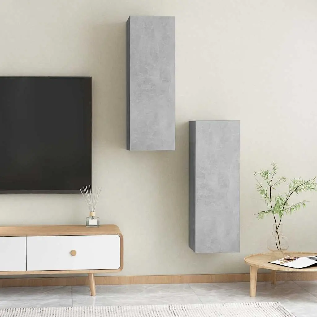 Grey Wall-Mounted TV Cabinet Set for Living Room