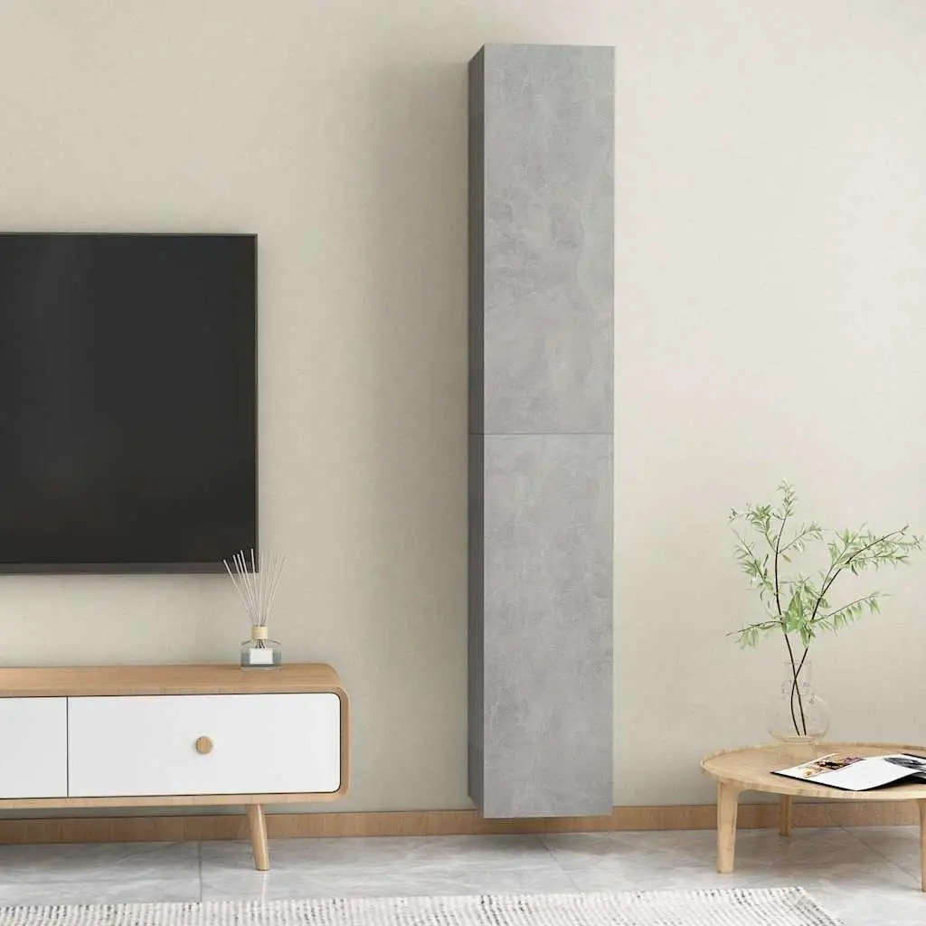 Grey Wall-Mounted TV Cabinet Set for Living Room