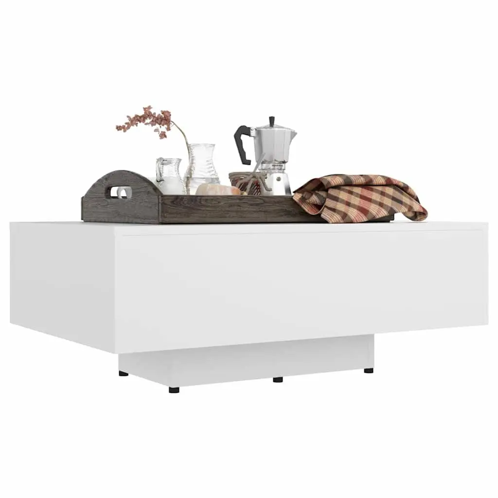 White Coffee Table Modern Design Living Room Accent Table Engineered Wood