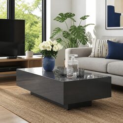 Modern Grey High Gloss Coffee Table for Living Rooms