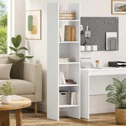 White Engineered Wood Book Cabinet with 5 Compartments