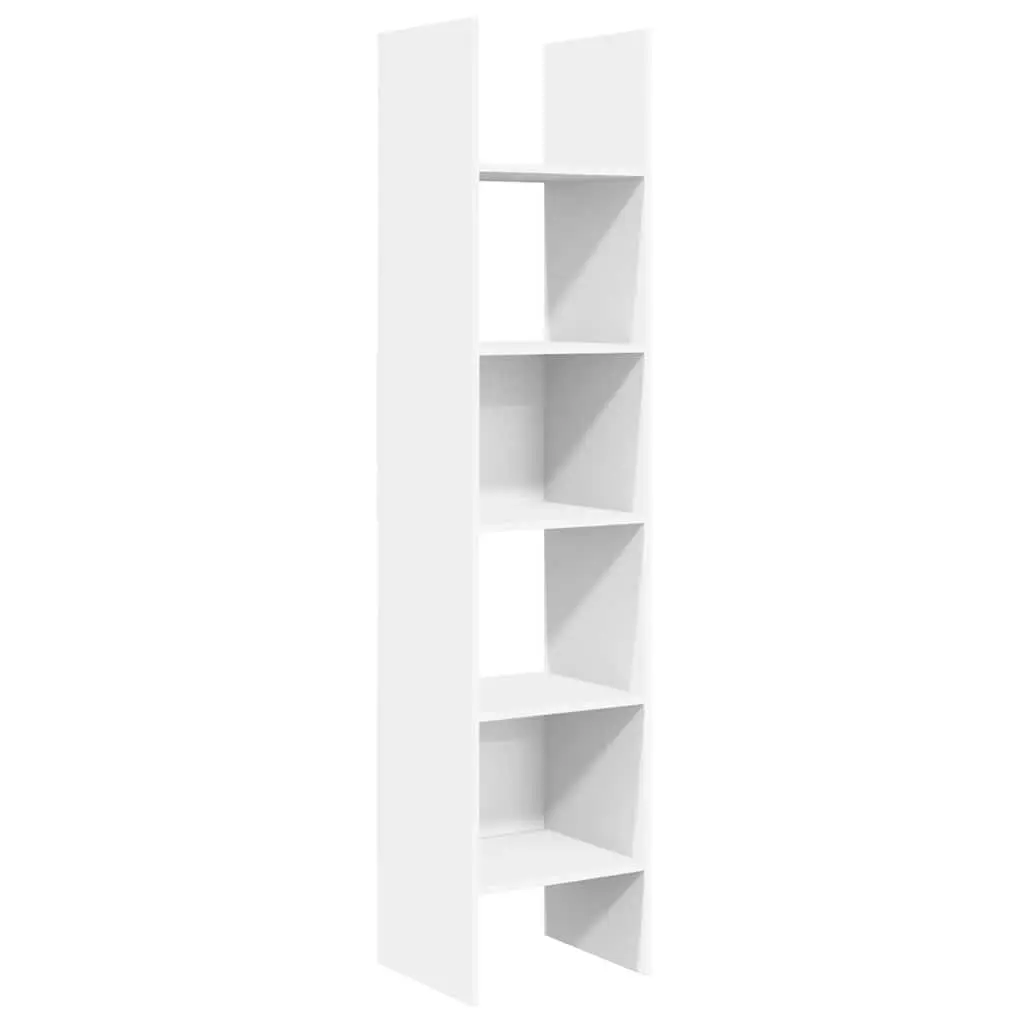 White Engineered Wood Book Cabinet with 5 Compartments