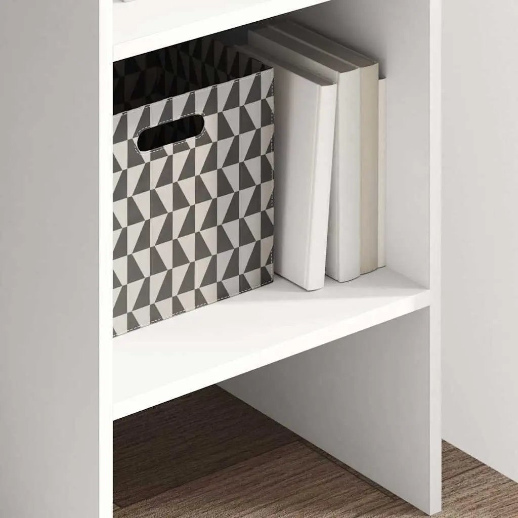 White Engineered Wood Book Cabinet with 5 Compartments