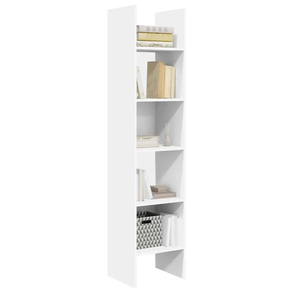 White Engineered Wood Book Cabinet with 5 Compartments