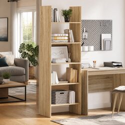Sonoma Oak Book Cabinet 60x35x180 cm with 5 Compartments