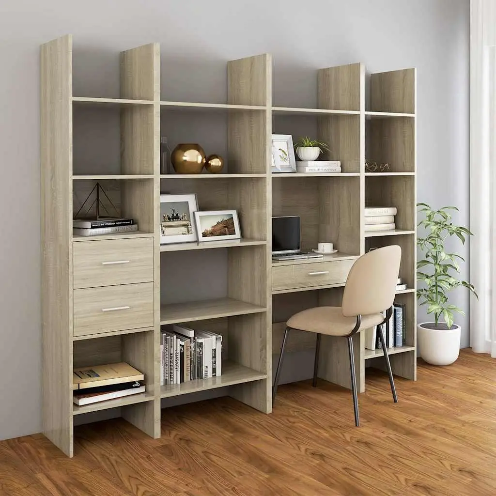 Book Cabinet Brown 40x35x180cm Engineered Wood Storage Shelving Unit with Drawers