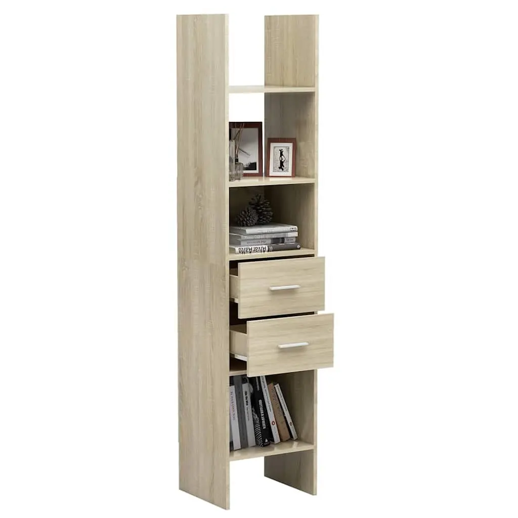 Book Cabinet Brown 40x35x180cm Engineered Wood Storage Shelving Unit with Drawers