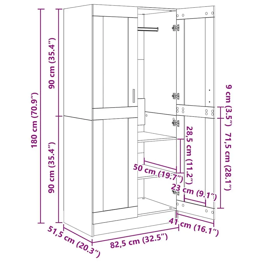White Wardrobe Cabinet Storage Cupboard Clothing Organizer Bedroom Furniture