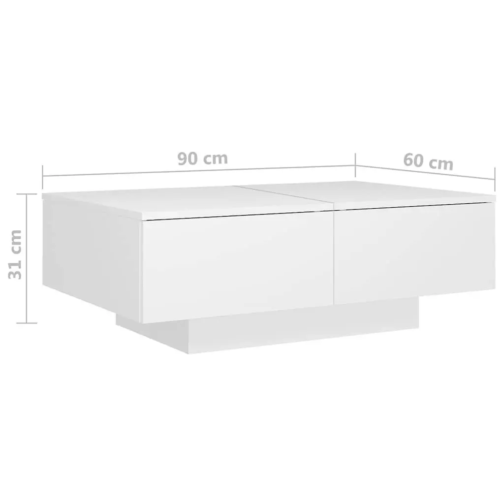 Coffee Table White Accent Living Room Furniture Engineered Wood 90x60x31cm