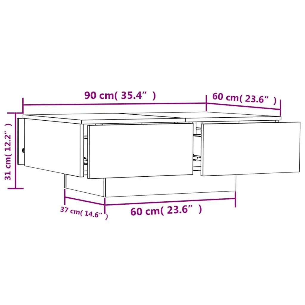 Grey Coffee Table 90x60x31 cm Engineered Wood Accent Table