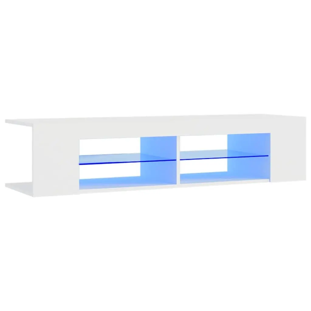 TV Cabinet Modern White 135x39x30cm with RGB LED Lights