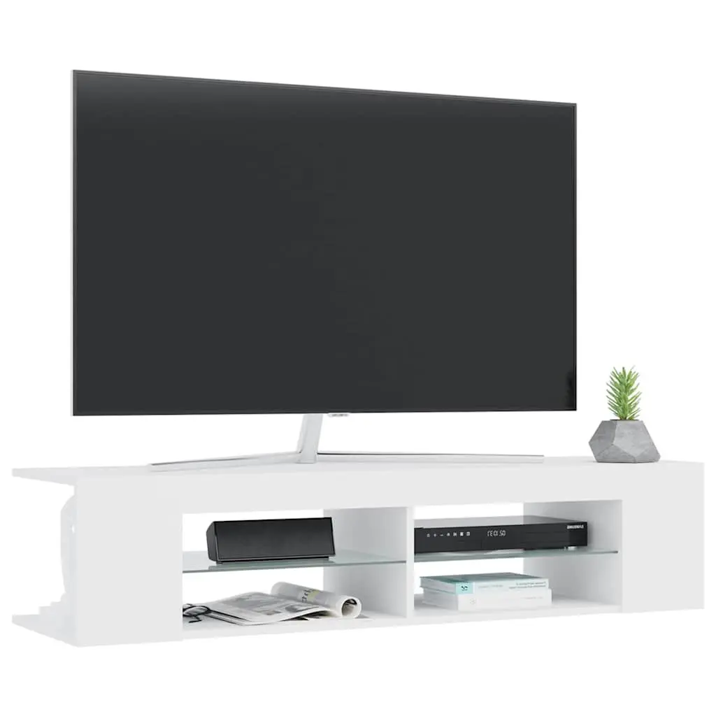 TV Cabinet Modern White 135x39x30cm with RGB LED Lights