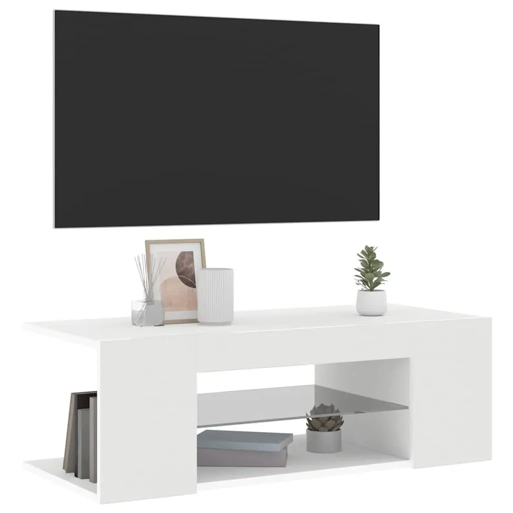 White TV Cabinet with RGB LED Lights