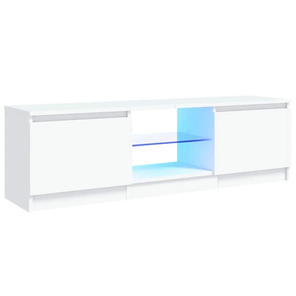 White TV Cabinet with LED for Living Spaces