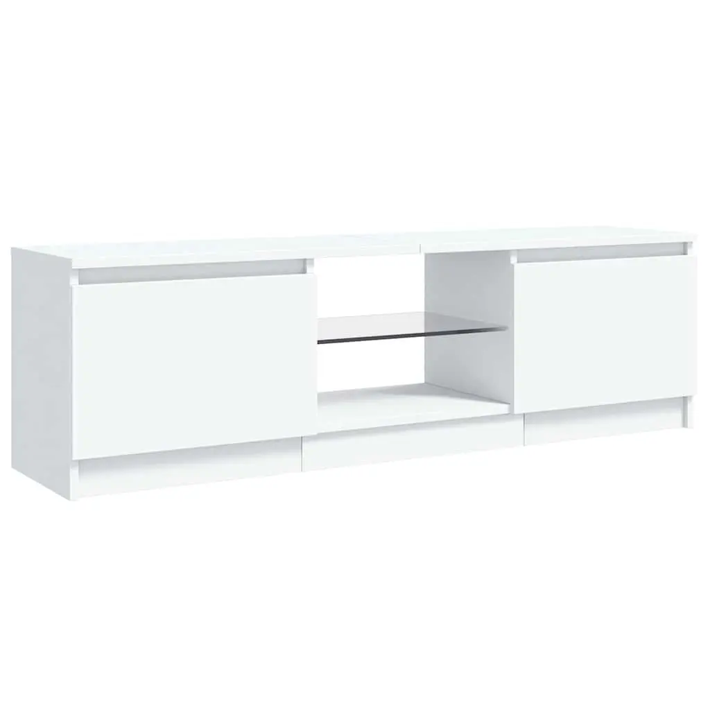 White TV Cabinet with LED for Living Spaces