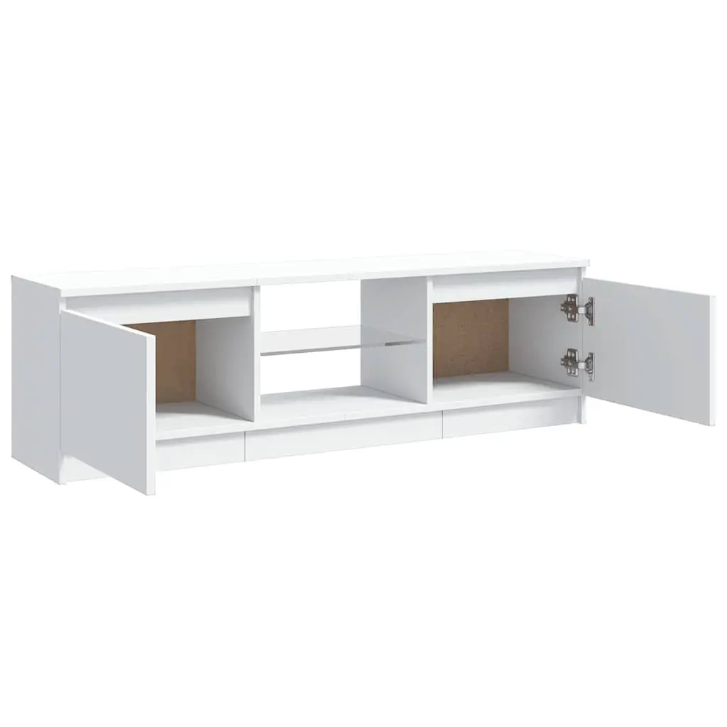 White TV Cabinet with LED for Living Spaces