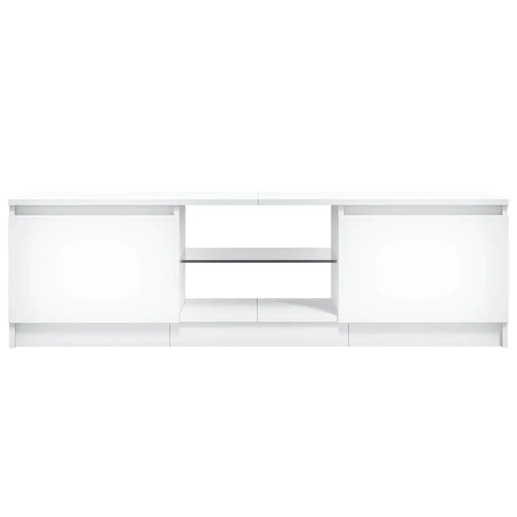 White TV Cabinet with LED for Living Spaces