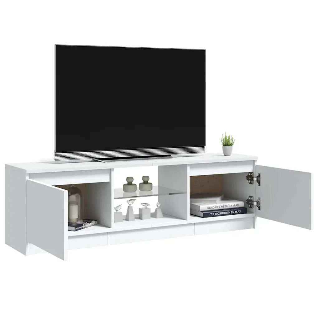 White TV Cabinet with LED for Living Spaces