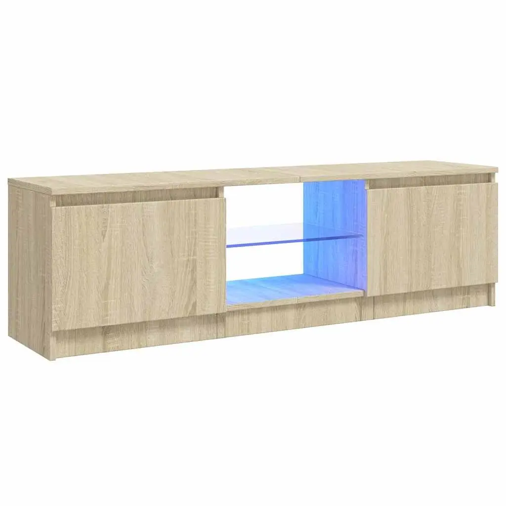 TV Cabinet Brown RGB LED Lights Storage Unit Media Entertainment 120 x 30 x 36 cm