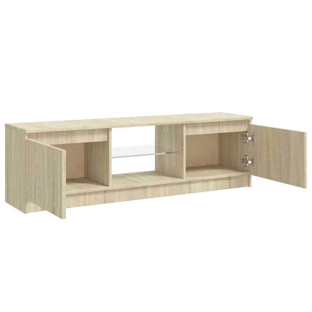 TV Cabinet Brown RGB LED Lights Storage Unit Media Entertainment 120 x 30 x 36 cm