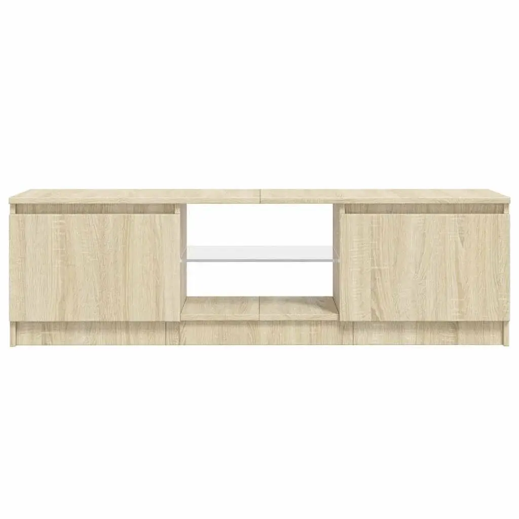 TV Cabinet Brown RGB LED Lights Storage Unit Media Entertainment 120 x 30 x 36 cm