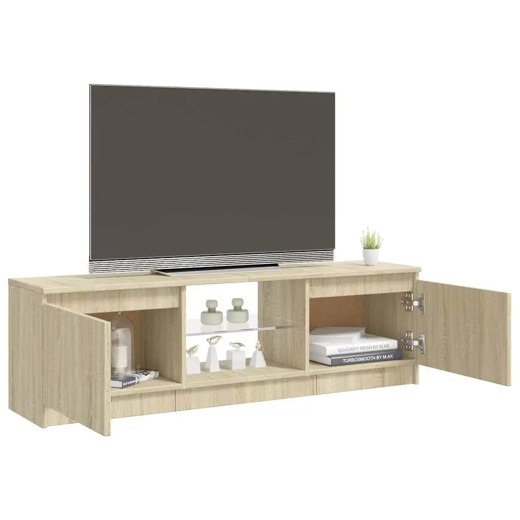 TV Cabinet Brown RGB LED Lights Storage Unit Media Entertainment 120 x 30 x 36 cm