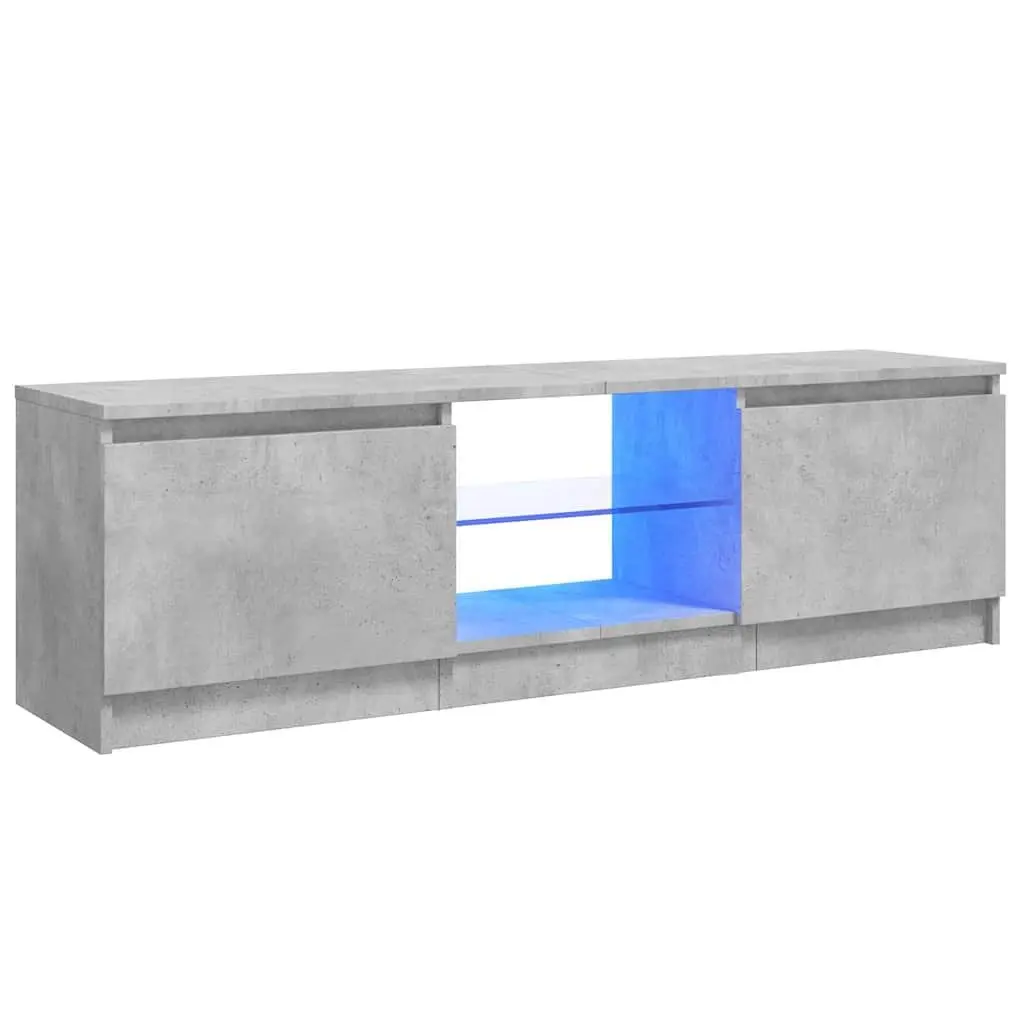 Grey Modern TV Cabinet with LED Lights for Living Room