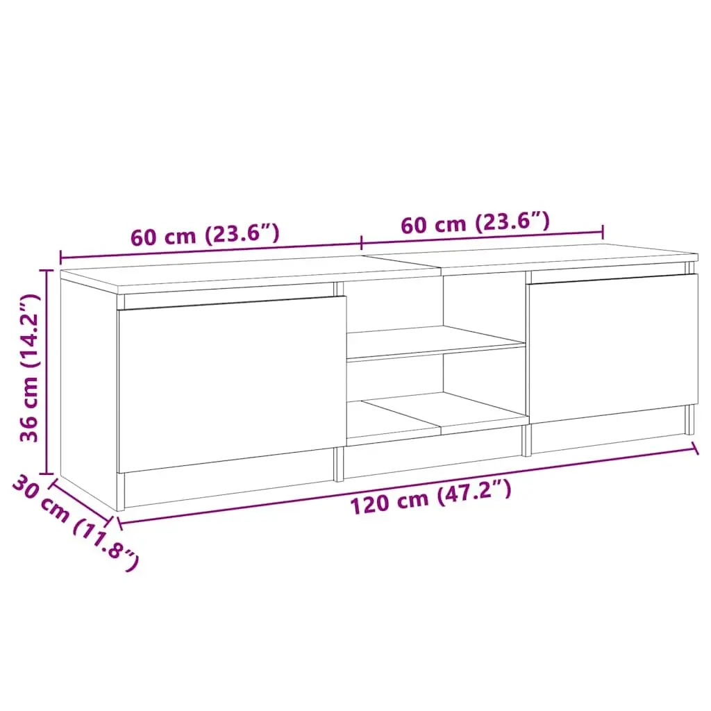 Grey Modern TV Cabinet with LED Lights for Living Room