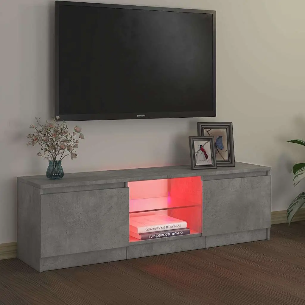 Grey Modern TV Cabinet with LED Lights for Living Room