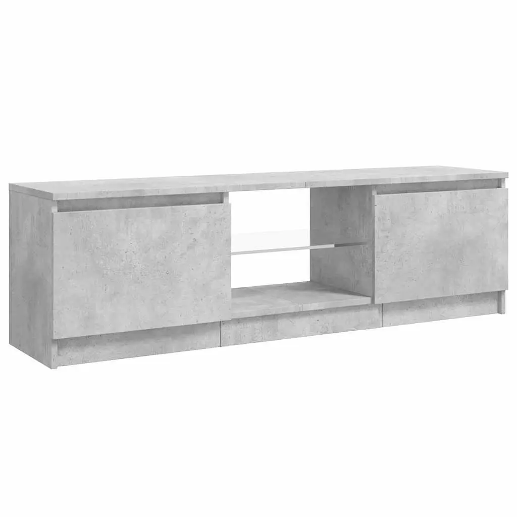 Grey Modern TV Cabinet with LED Lights for Living Room