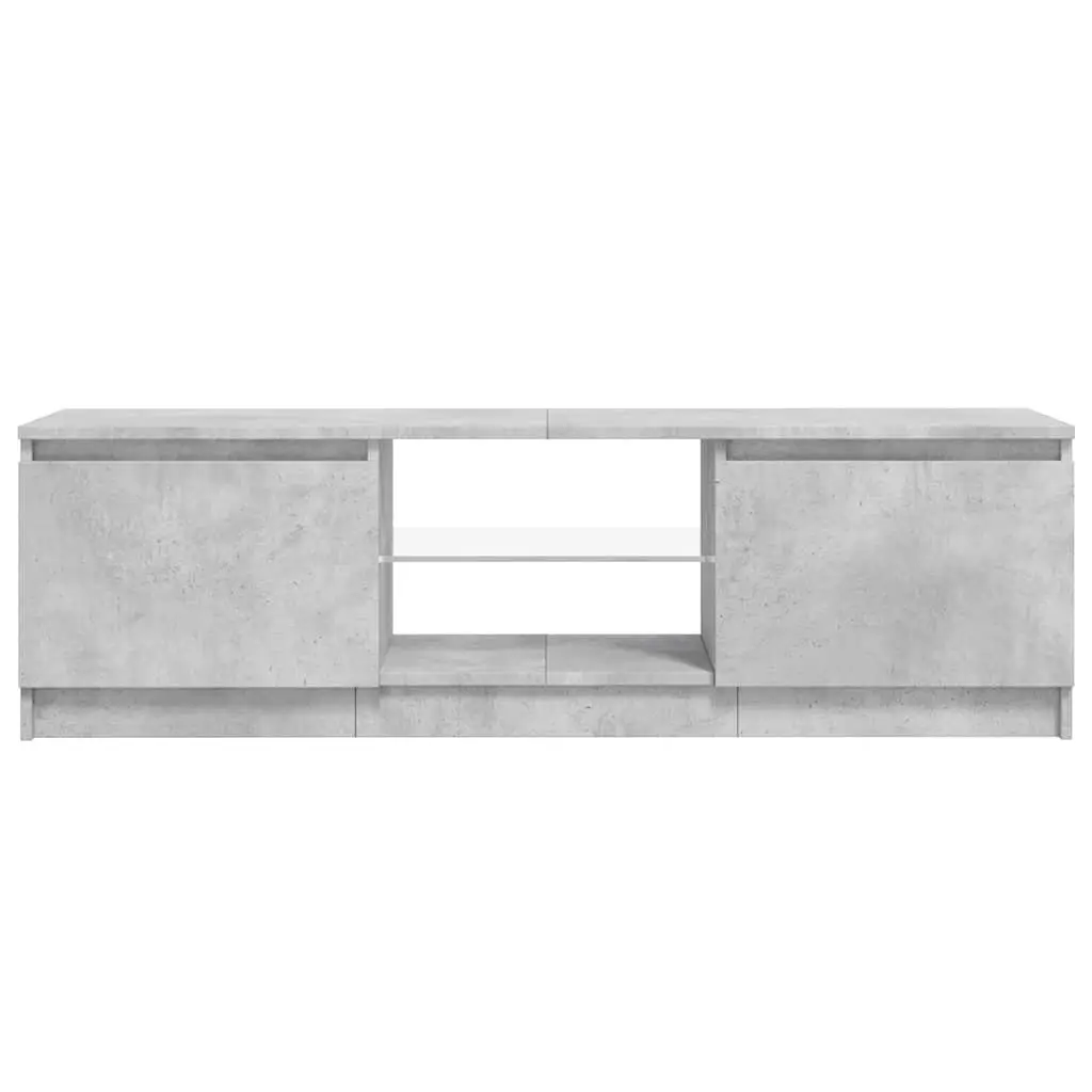 Grey Modern TV Cabinet with LED Lights for Living Room