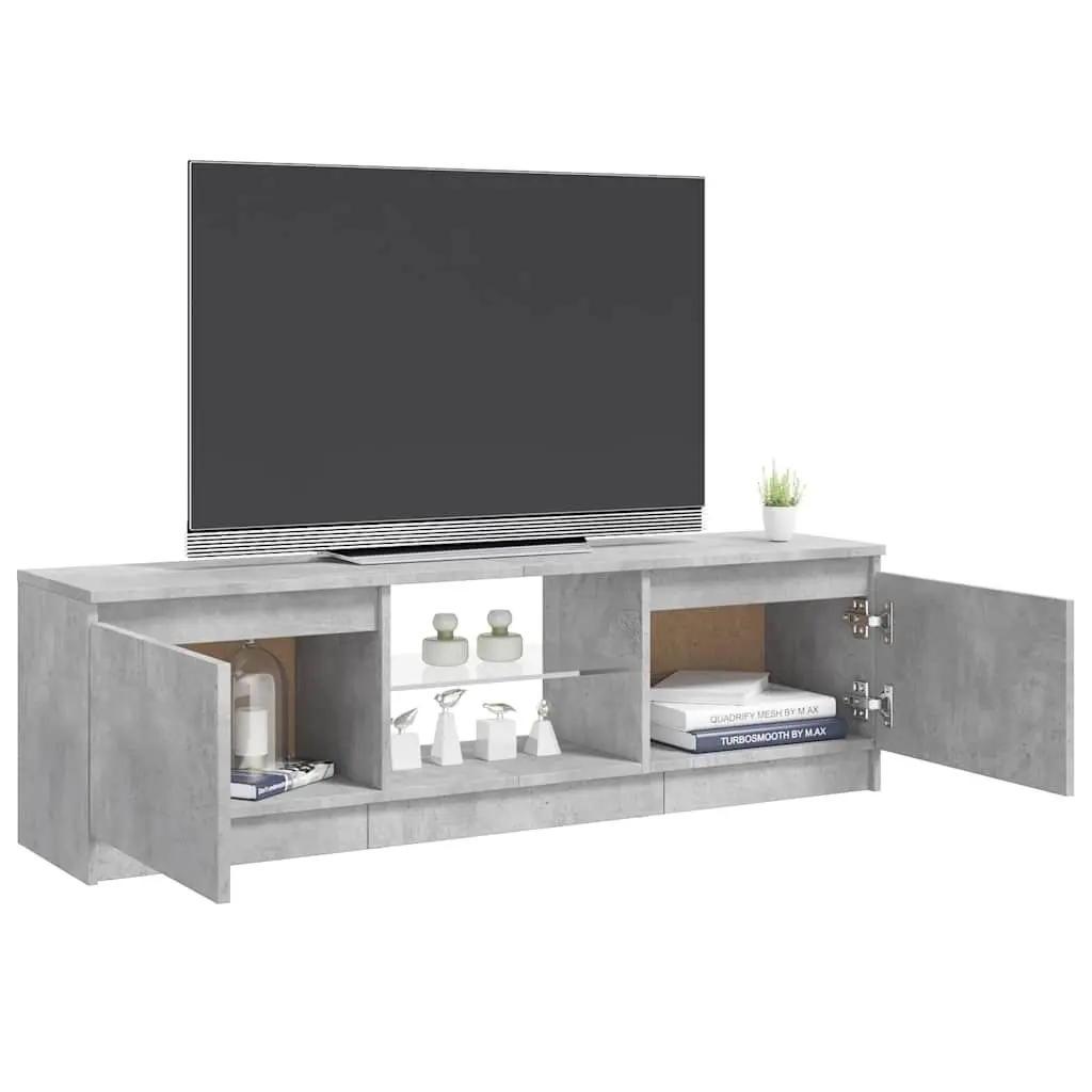 Grey Modern TV Cabinet with LED Lights for Living Room