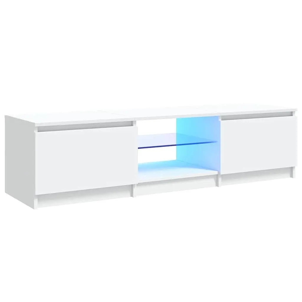 White TV Cabinet with LED Lighting 140x40x36cm