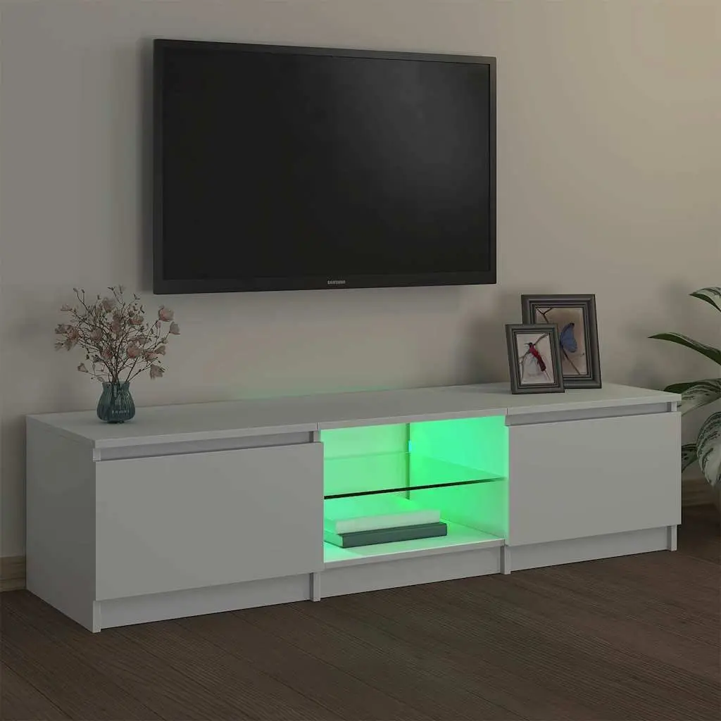 White TV Cabinet with LED Lighting 140x40x36cm